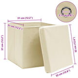 Storage Boxes with Lid 10 pcs Cream 32x32x32 cm Fabric 288360