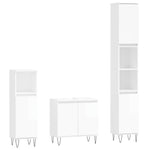 ZNTS 3 Piece Bathroom Cabinet Set High Gloss White Engineered Wood 3187791