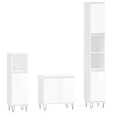 ZNTS 3 Piece Bathroom Cabinet Set High Gloss White Engineered Wood 3187791