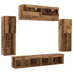 TV Wall Cabinet Set 6 pcs Old wood 30.5 x 30 x 102 cm 3334380