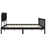 Bed Frame without Mattress Black Double Solid Wood Pine 3193445