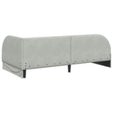 Corner Bed Frame with Headboard Light grey 90 x 200 cm Velvet 42016646