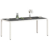 Garden Table with Glass Top White 190x90x75 cm Poly Rattan 368129