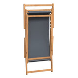 Beach Chair Grey Solid Teak Wood, Polyester Standard Foldable 317698