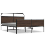 Metal Bed Frame without Mattress Brown Oak 150x200 cm King Size 3318708