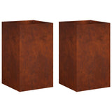 Garden Planter 2 pcs Rusty 30 x 30 x 40 cm Weathering Steel 8005343