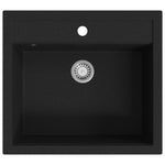 ZNTS Granite Kitchen Sink Single Basin Black 142954