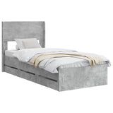 Bed Frame with Storage and Headboard Concrete Grey 75 x 190 cm 3414350