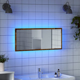 LED Bathroom Mirror Old Wood 100x8.5x37 cm Engineered Wood 856275