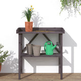 Plant Table with Shelf Grey 78x38x82.5 cm Solid Wood Fir 156351