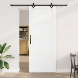 Sliding Door White and Black 93 x 232 cm Solid Pine Wood 3333547