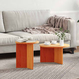 Coffee Table 2 pcs Wax Brown Solid Pine wood 873552