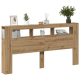LED Headboard Artisan Oak 200x18.5x103.5 cm Engineered Wood 857693