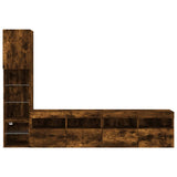 4 Piece TV Wall Units with LED Smoked Oak Engineered Wood 3216715