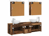 Bathroom Furniture Set 5 pcs Old Wood Engineered Wood and Glass 3406725