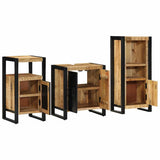Bathroom Furniture Set 3 pcs Brown and Black Solid Mango Wood 3305610