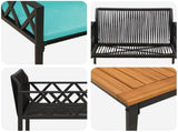 Outdoor Furniture Set 3 pcs Black and Turquoise Poly Rattan 42025351