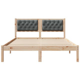 Bed Frame with Headboard Dark Grey 140 x 190 cm Solid Pine Wood 878195