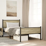 Metal Bed Frame without Mattress Sonoma Oak 107x203 cm 4007900