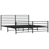 Metal Bed Frame without Mattress with Footboard Black 200x200cm 352344