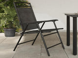 Folding Garden Chairs 2 pcs Melange Grey Steel and Textilene 360200