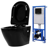 Wall Hung Toilet with Concealed Cistern Ceramic Black 3054478