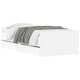 Bed Frame White Engineered wood, Plywood Single Bed Frame 3207371