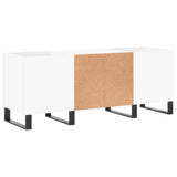 Record Cabinet White 121x38x48 cm Engineered Wood 831684
