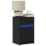 ZNTS Bedside Cabinet with LED Lights Black Engineered Wood 852000