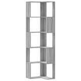 Corner Bookcase 5-Tier Grey Sonoma 50x50x179 cm Engineered Wood 852587