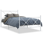 Metal Bed Frame without Mattress with Footboard White 107x203cm 376565