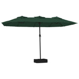 Double-Head Garden Parasol with LEDs Green 449x265 cm 362954