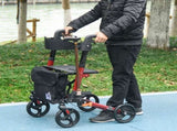 4 Wheel Rollator with Seat and Back, Folding Mobility Walker with Carry Bag, Adjustable Height, Dual T3398P344799