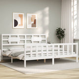 Bed Frame without Mattress White Super King Size Solid Wood Pine 3192572