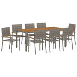 Garden Dining Set 9 pcs Grey Poly Rattan 3365413