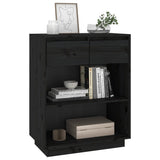 Console Cabinet Black Solid Pine Wood Medium Console Cabinet 813838