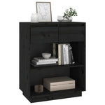 ZNTS Console Cabinet Black 60x34x75 cm Solid Wood Pine 813838