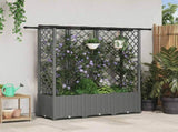 Raised Bed with Trellis and Roof Light Grey 163.5 x 40 x 136 cm 42032597