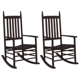 Rocking Chairs with Curved Seats 2 pcs Brown Solid Wood Poplar 3281587