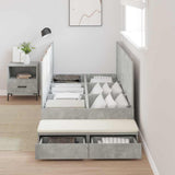 Storage Bed Frame Concrete Grey 90 cm Engineered Wood 3335672