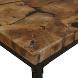 Coffee Table Black and Brown Real teak with black resin, Steel 244552