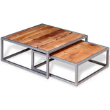 Two Piece Coffee Table Set Solid Acacia Wood 244232