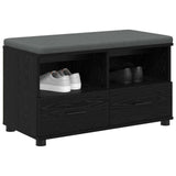 Hall Bench Black Oak 80 x 38 x 46 cm Engineered Wood and Fabric 891457