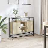 Sideboard with Glass Top Sonoma Oak 98x35x81 cm Engineered Wood 846070