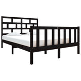 Bed Frame without Mattress Black Solid Wood Pine Double 3101327