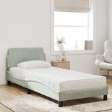 ZNTS Bed with Mattress Light Grey Single Velvet 3208487