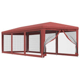 Party Tent with 8 Mesh Sidewalls Red 3x9 m HDPE 319245