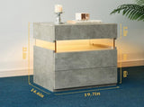 LED Nightstands Acrylic Board LED Bedside Tables for End Table with 3 Drawer Dresser for T3272P287615