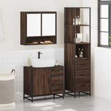 ZNTS 3 Piece Bathroom Furniture Set Brown Oak Engineered Wood 3301169