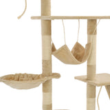 Cat Tree with Sisal Scratching Posts 230-250 cm Beige 170619